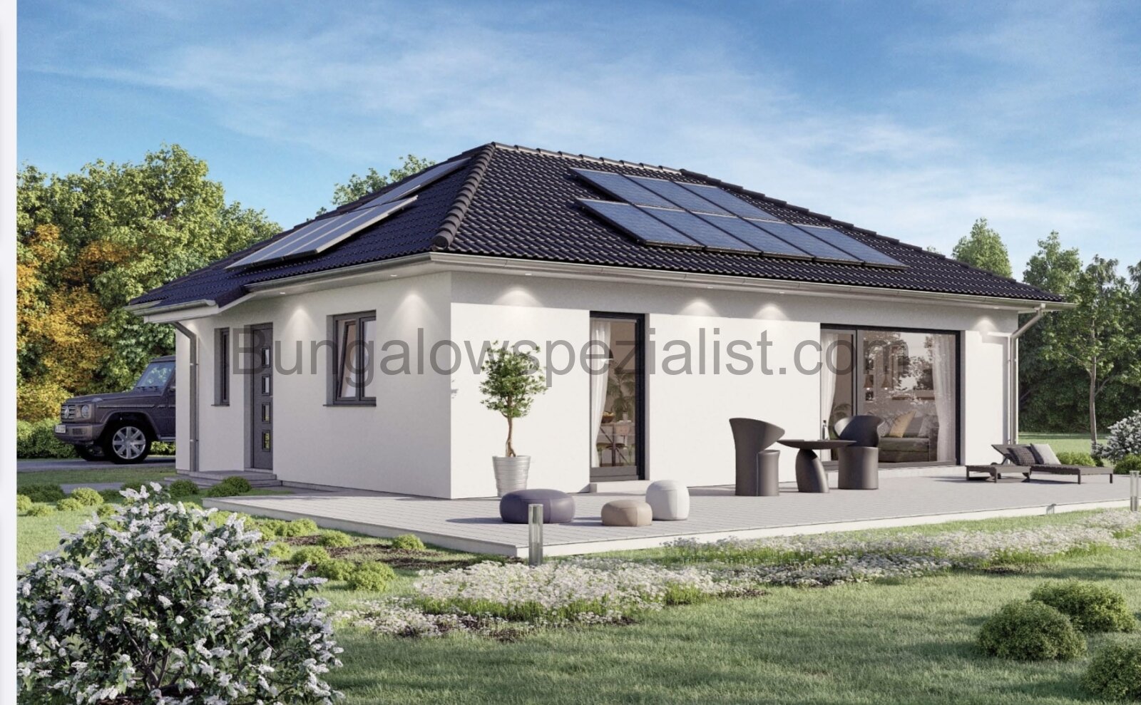 Kompakter Bungalow ( 81 Qm) vom Bungalowspezialisten mit FB / WP / PV