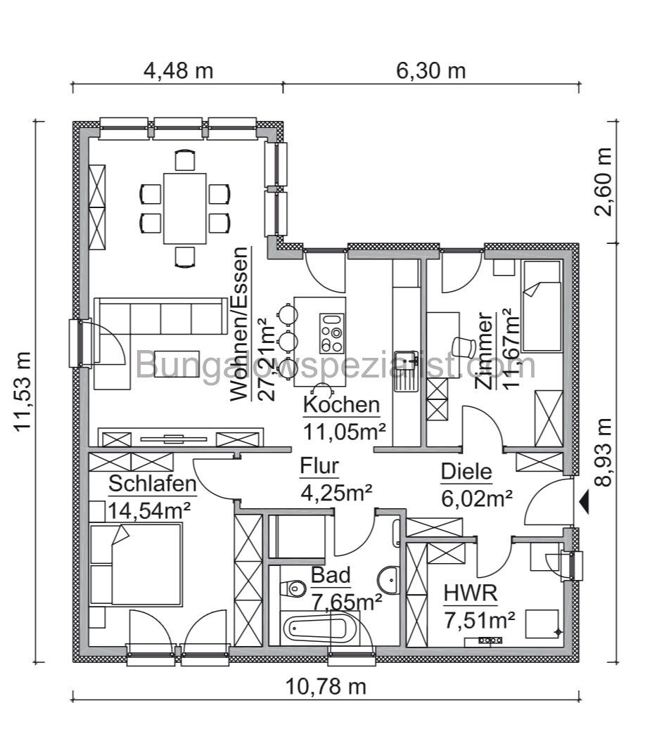 Seniorengerechter Winkelbungalow vom Bungalowspezialisten mit PV- Anlage / FB / WP /