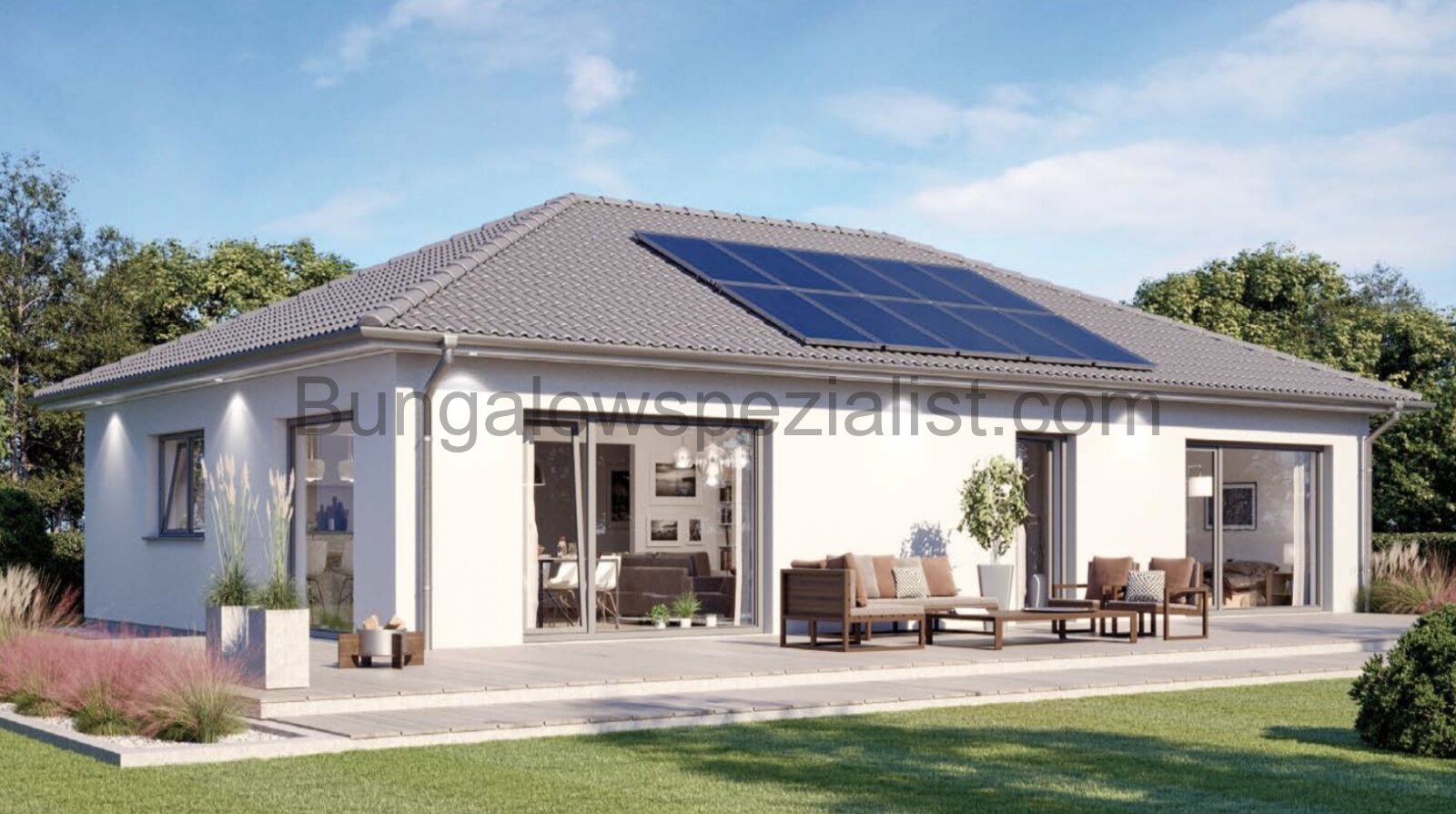 Rechteckbungalow (106 Qm) vom Bungalowspezialisten 4 Zi /FB / PV / WP Seniorengerecht