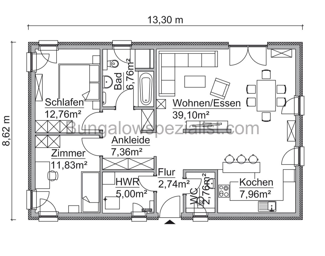 Bungalow (95 Qm) vom Bungalowspezialisten / Seniorengerecht / PV / FB / WP / Schlüsselfertig