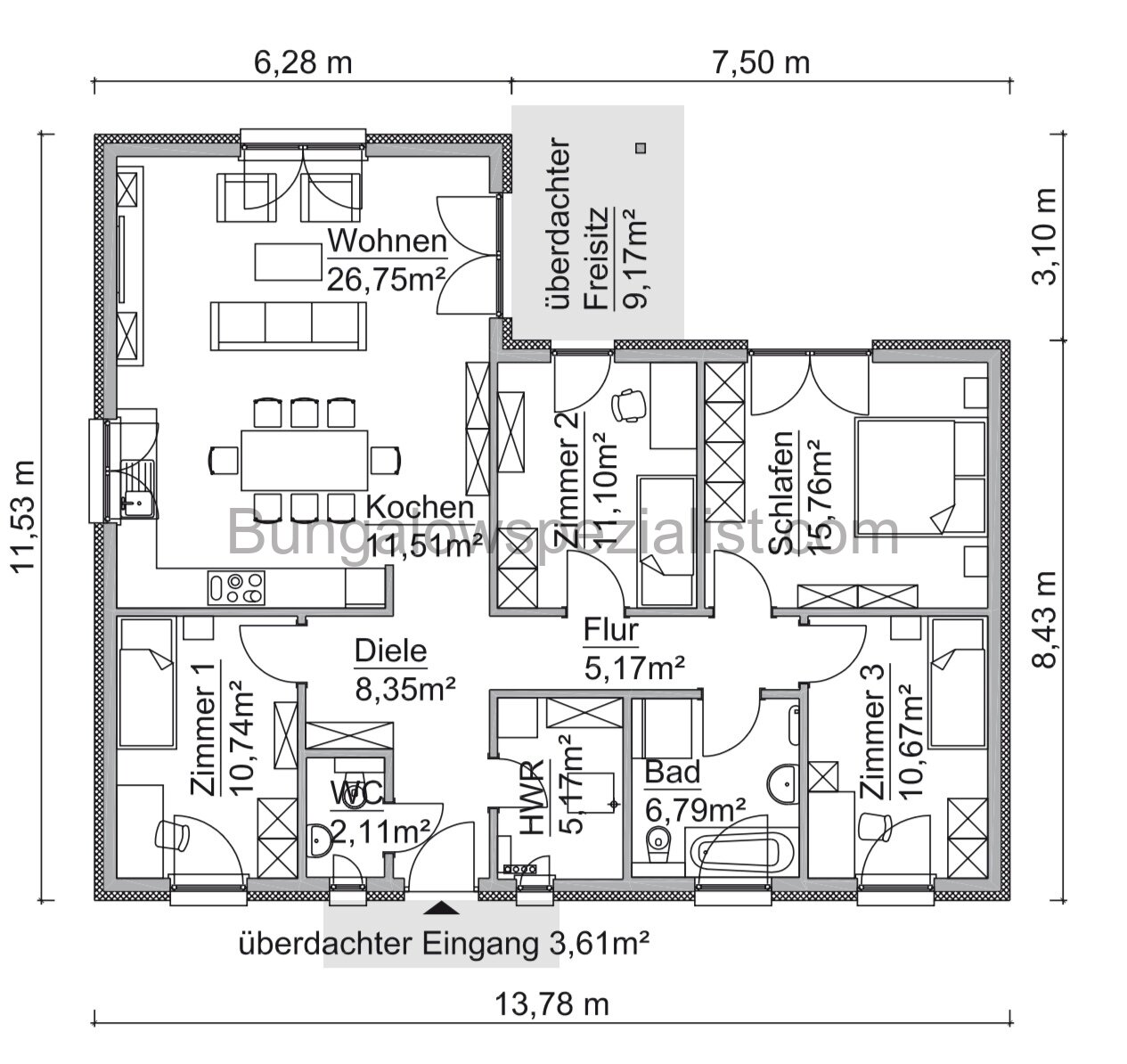Bungalow 126 Qm vom Bungalowspezialisten Seniorengerecht / PV / WP / FB / Schlüselfertig