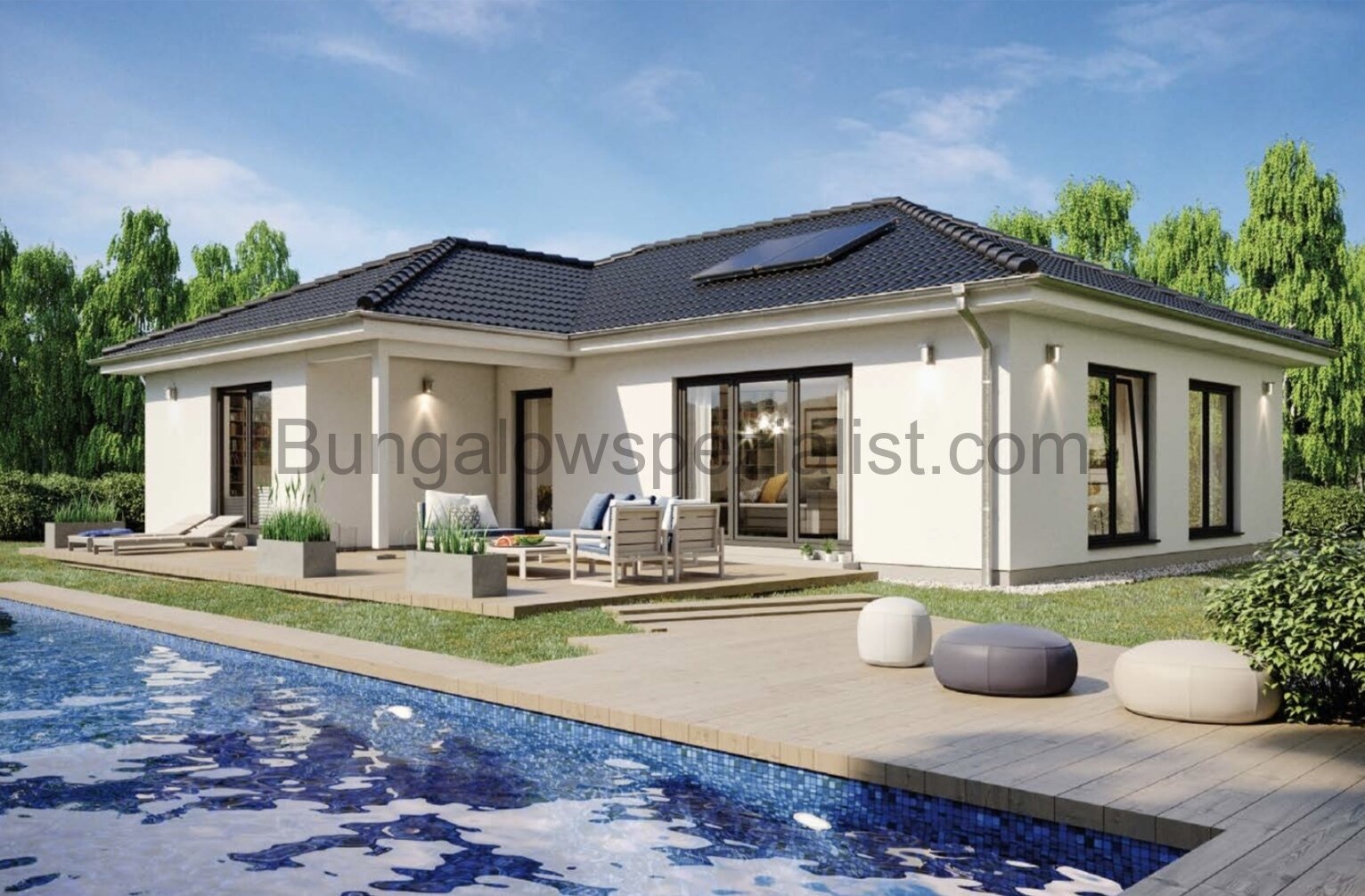 Familienbungalow 141 Qm vom Bungalowspezialisten Schlüsself. / FB / WP / PV- Anlage