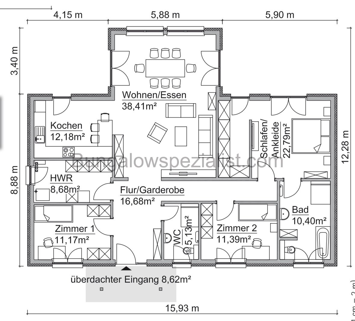 Traumhafter Winkelbungalow ( 133 Qm) vom Bungalowspezialisten / Schlüsself. / PV- Anlage / FB / WP