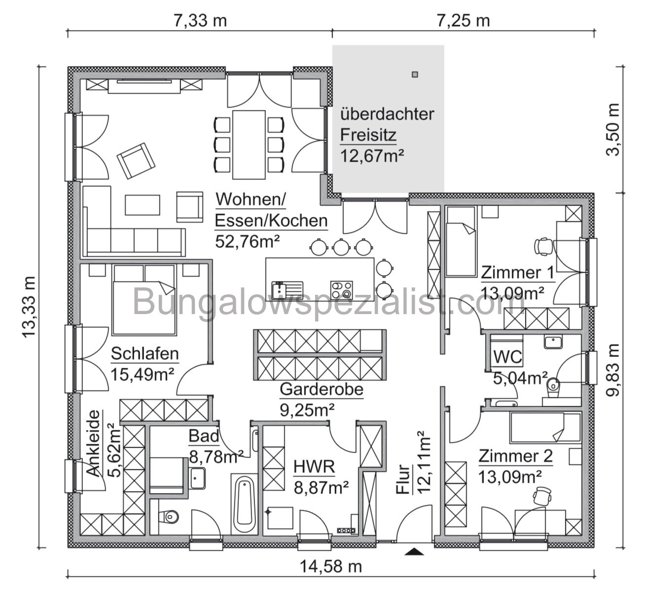 Traumhafter Winkelbungalow ( 156 Qm) vom Bungalowspezialisten 4 Zi / Schlüsself. / WP / FB / PV- Anlage
