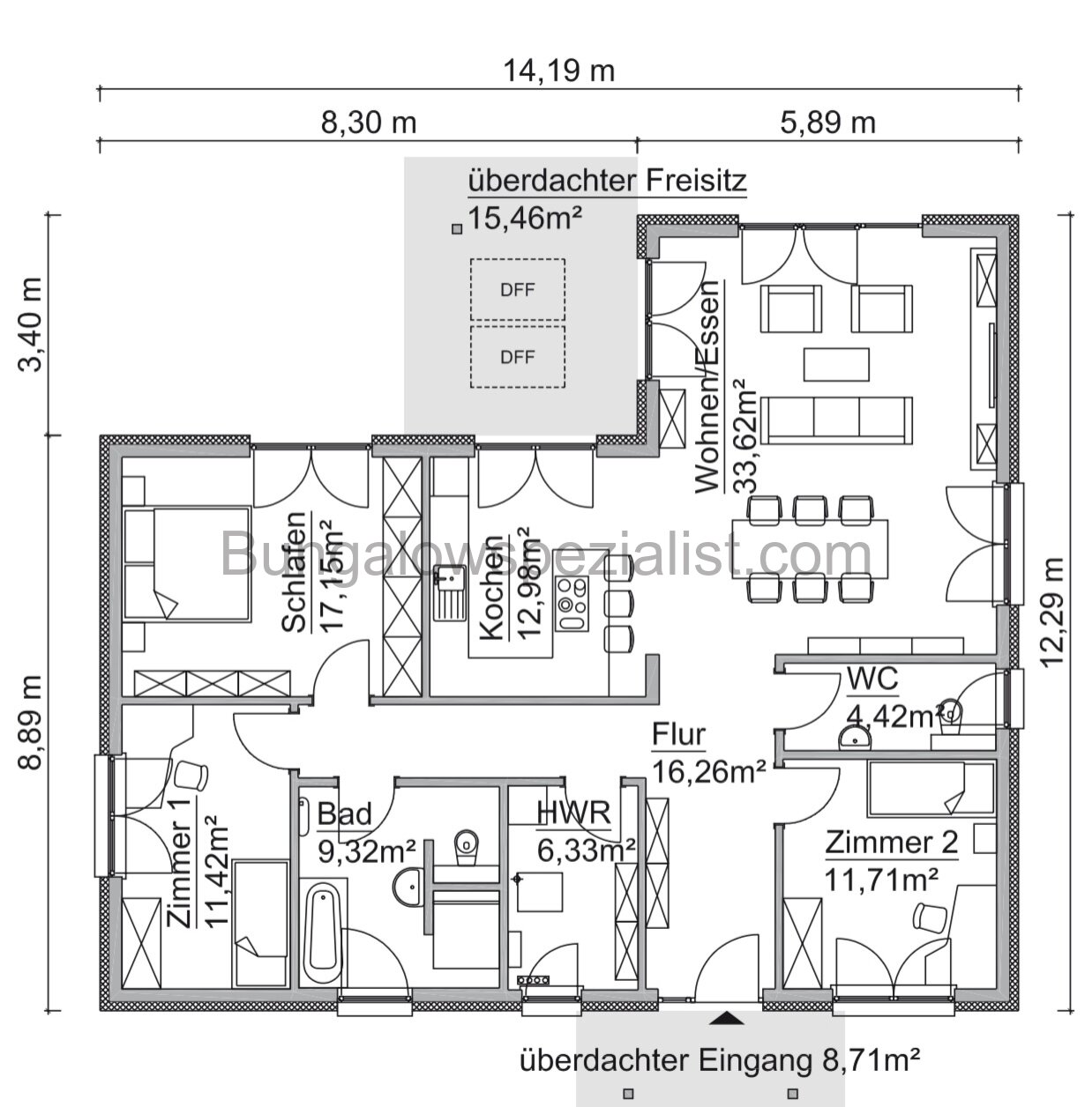 Traumhafter Winkelbungalow ( 156 Qm) vom Bungalowspezialisten 4 Zi / Schlüsself. / WP / FB / PV- Anlage