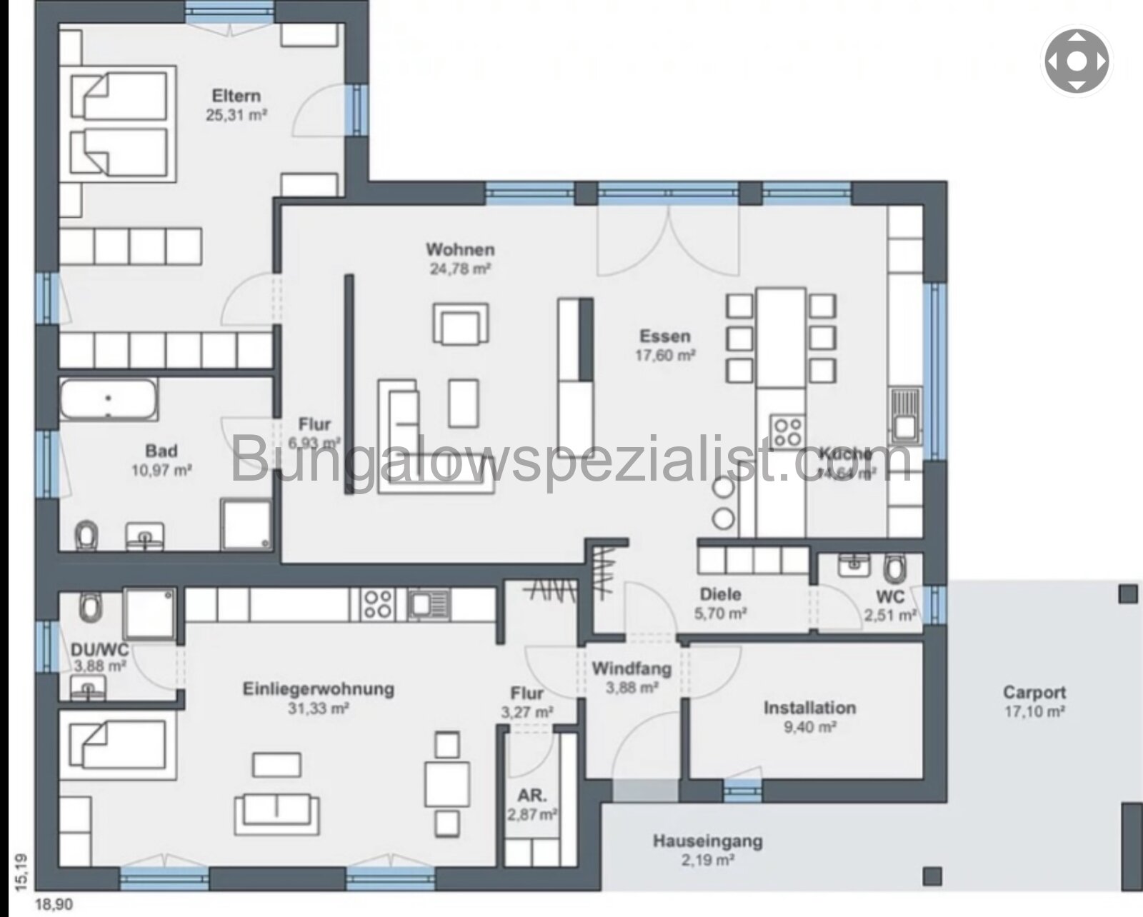 Bungalow mit Einliegerwohnung für die Enkelin oder Pflegepersonal oder ein Elternteil