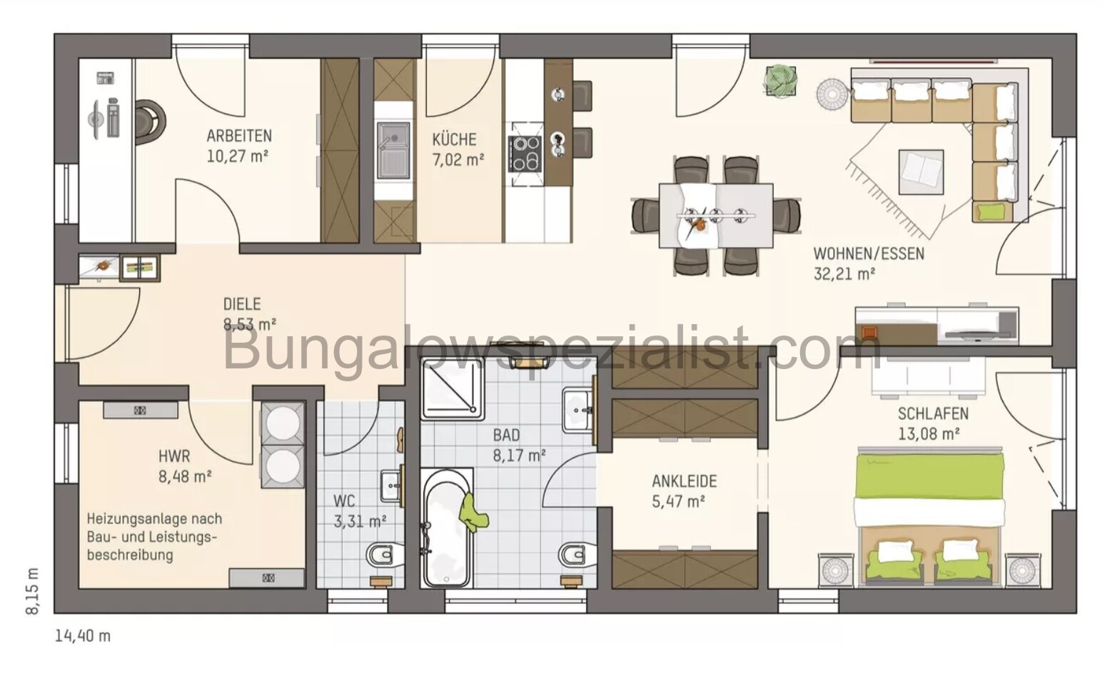 Bungalow 96 Qm vom Bungalowspezialisten optimale Aufteilng / PV / Schlüsself. / FB / WP