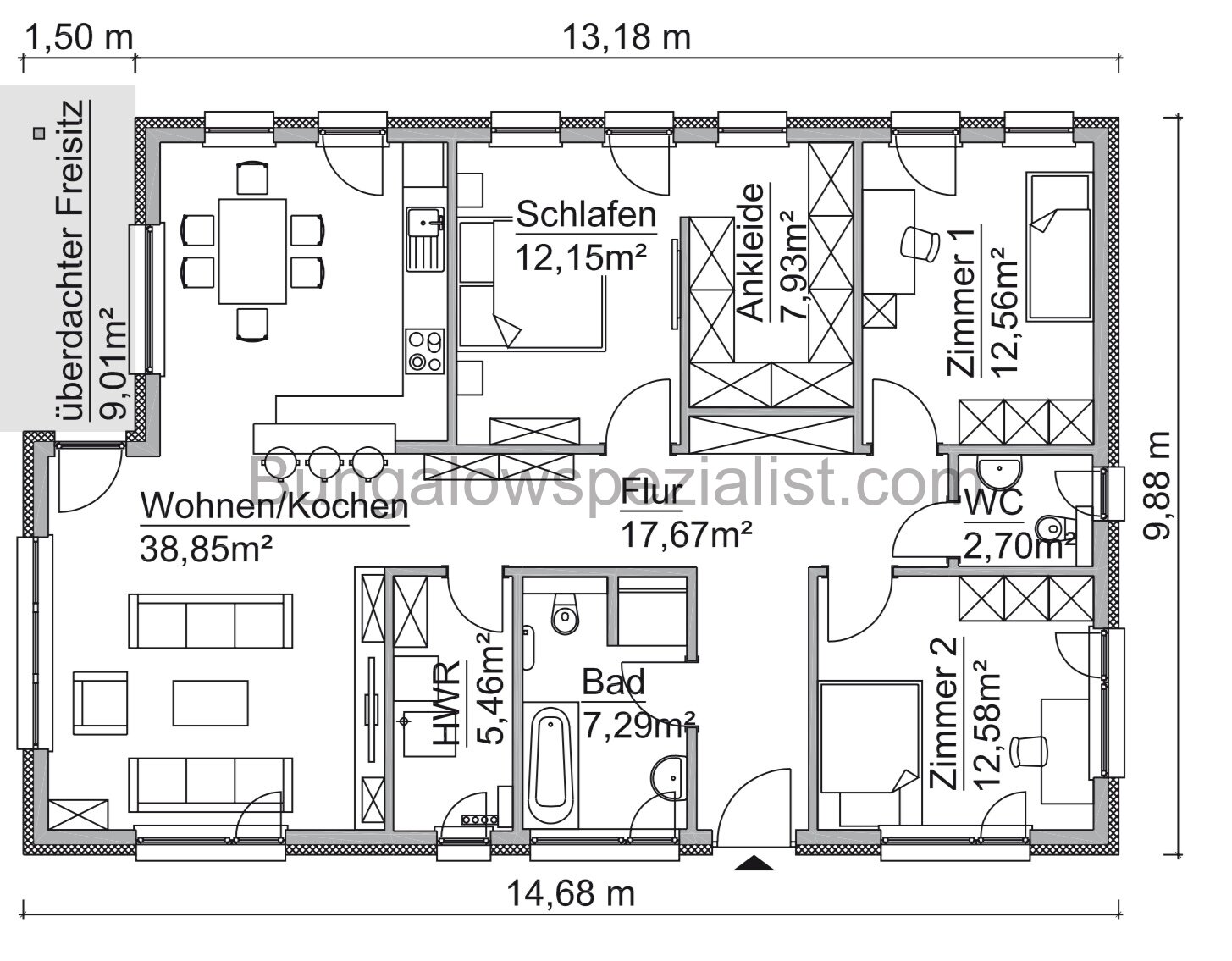 Bungalow (126 Qm) mit Grundst. in Lahde vom Bungalowspezialisten FB / PV- Anlage / FB / Schlüsselfertig