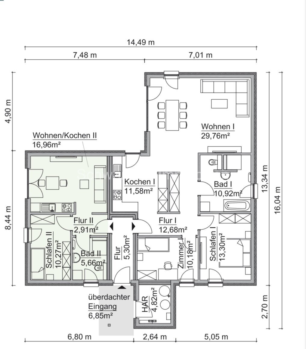 Bungalow mit Einliegerwohnung für die Pflege oder für die Enkelin