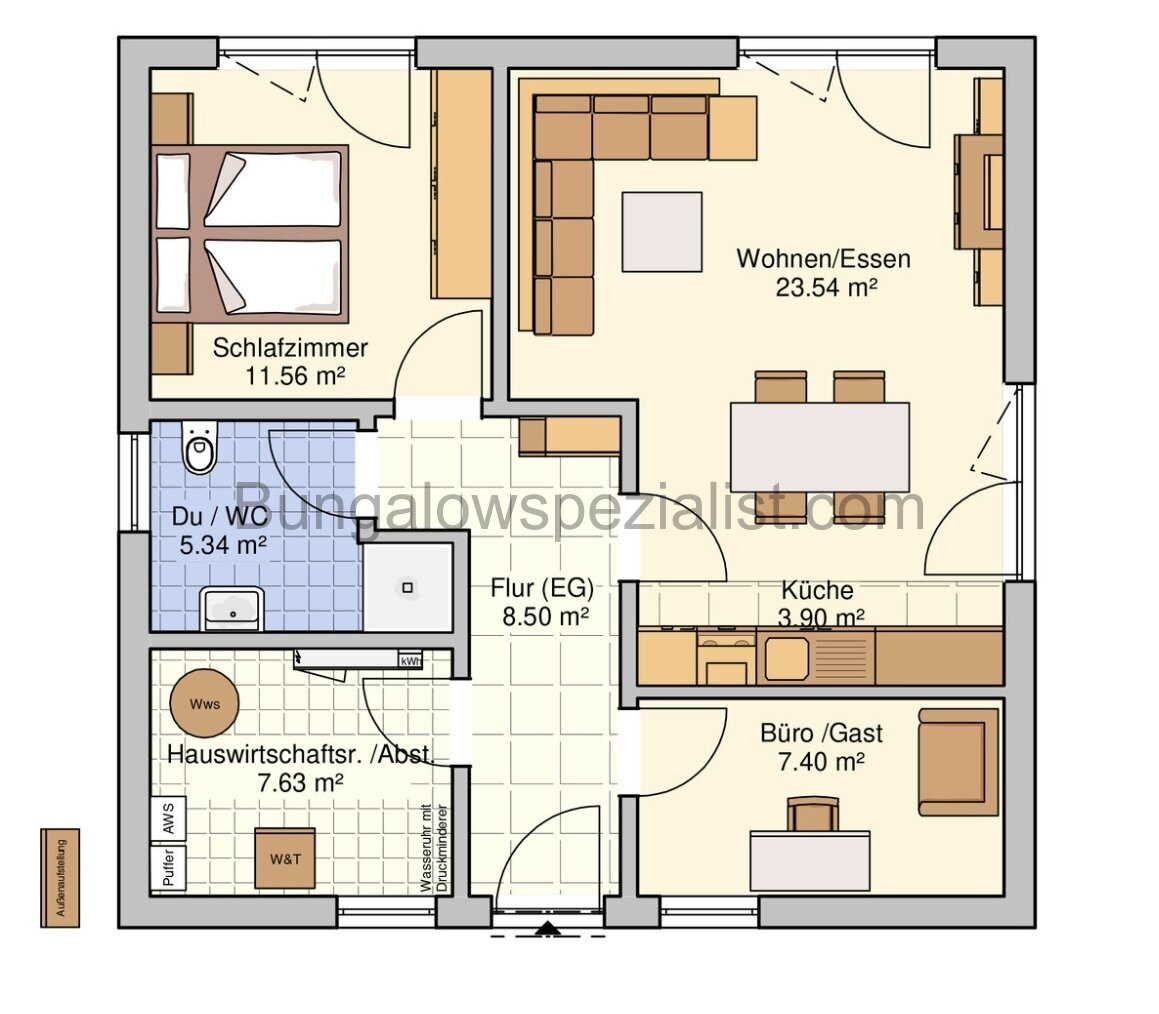  Bungalow 68 Qm mit Grundstück/ monatl. Finanzierungsrate 936,-- incl. Fördermittel  Schlüsself. PV- Anlage / FB / WP